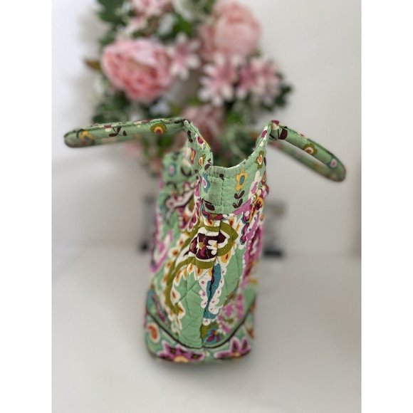 Vintage Paisley Green Flowers Soft Sided Insulated Lunch Box Bag Top Handles EUC - Picture 10 of 12